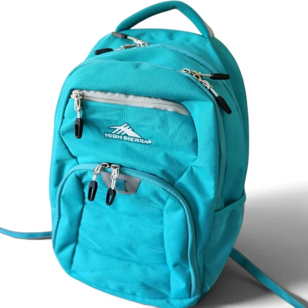 High Sierra Ripstop Multi-Compartment Backpack Turquoise Teal Reflective Bag